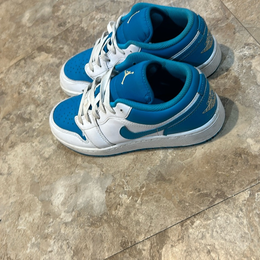 Theses are Nike and they are blue they are so cute if you want to buy them